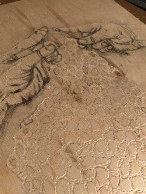 Completing the carving.