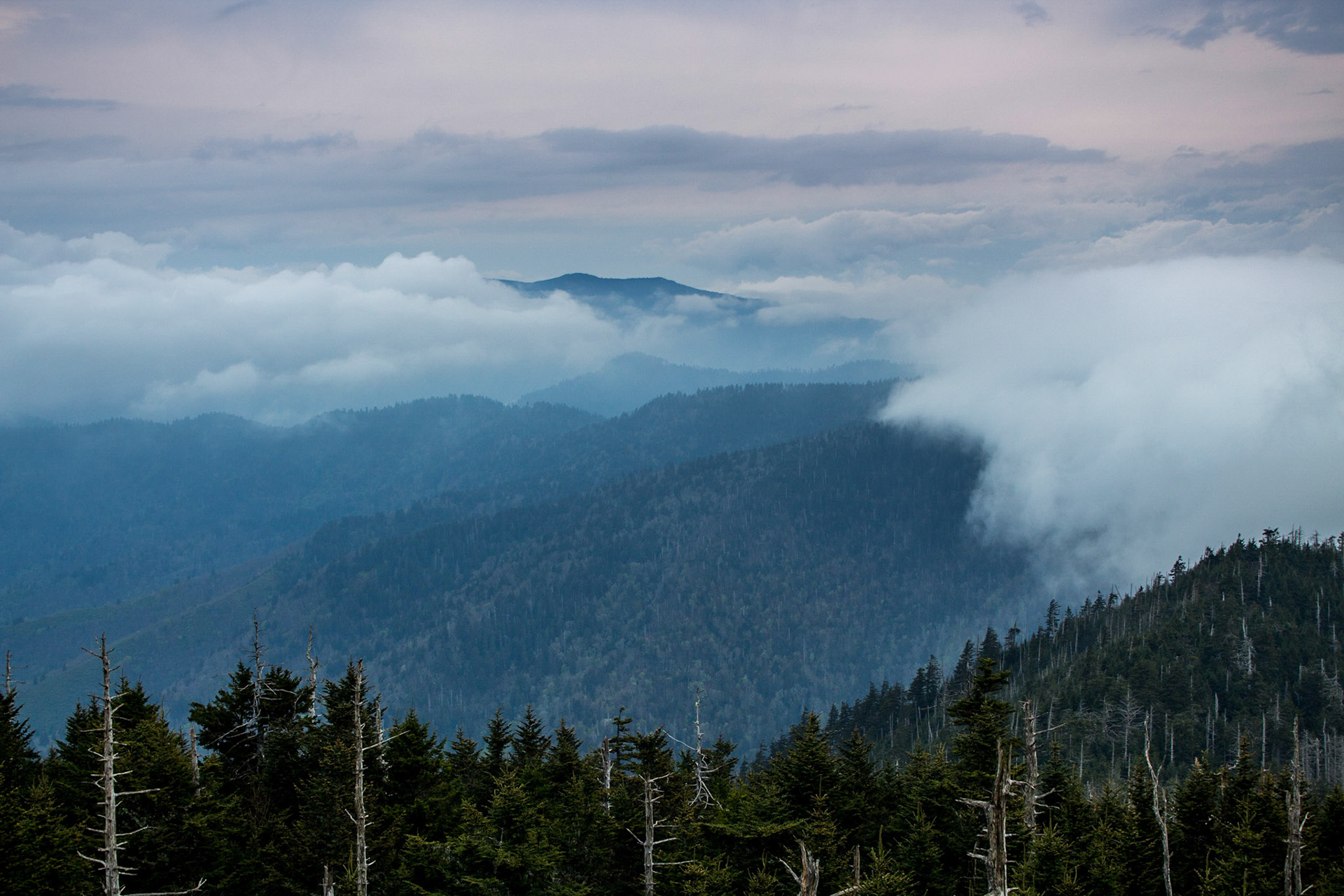 Sunrise over the Smoky Mountains on top of Clingman's Dome [OC ...