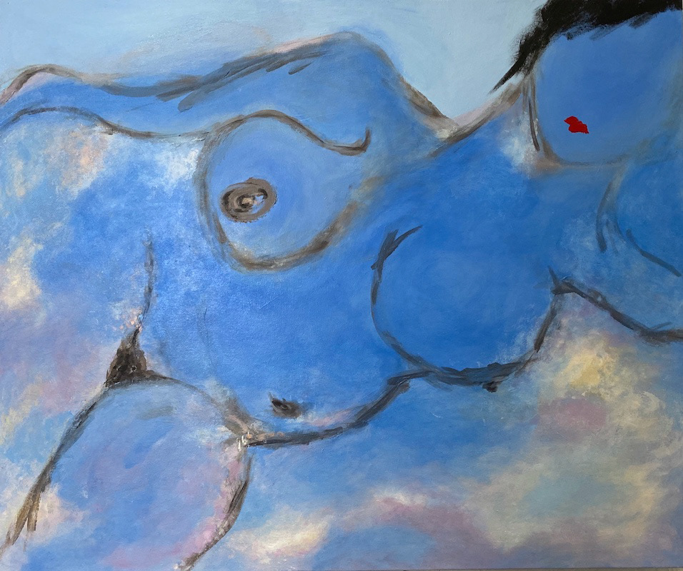 Cerulean Muse: Her Ethereal Lightness of Being, 2019, Acrylic & soft pastel on canvas, 30" x 36"