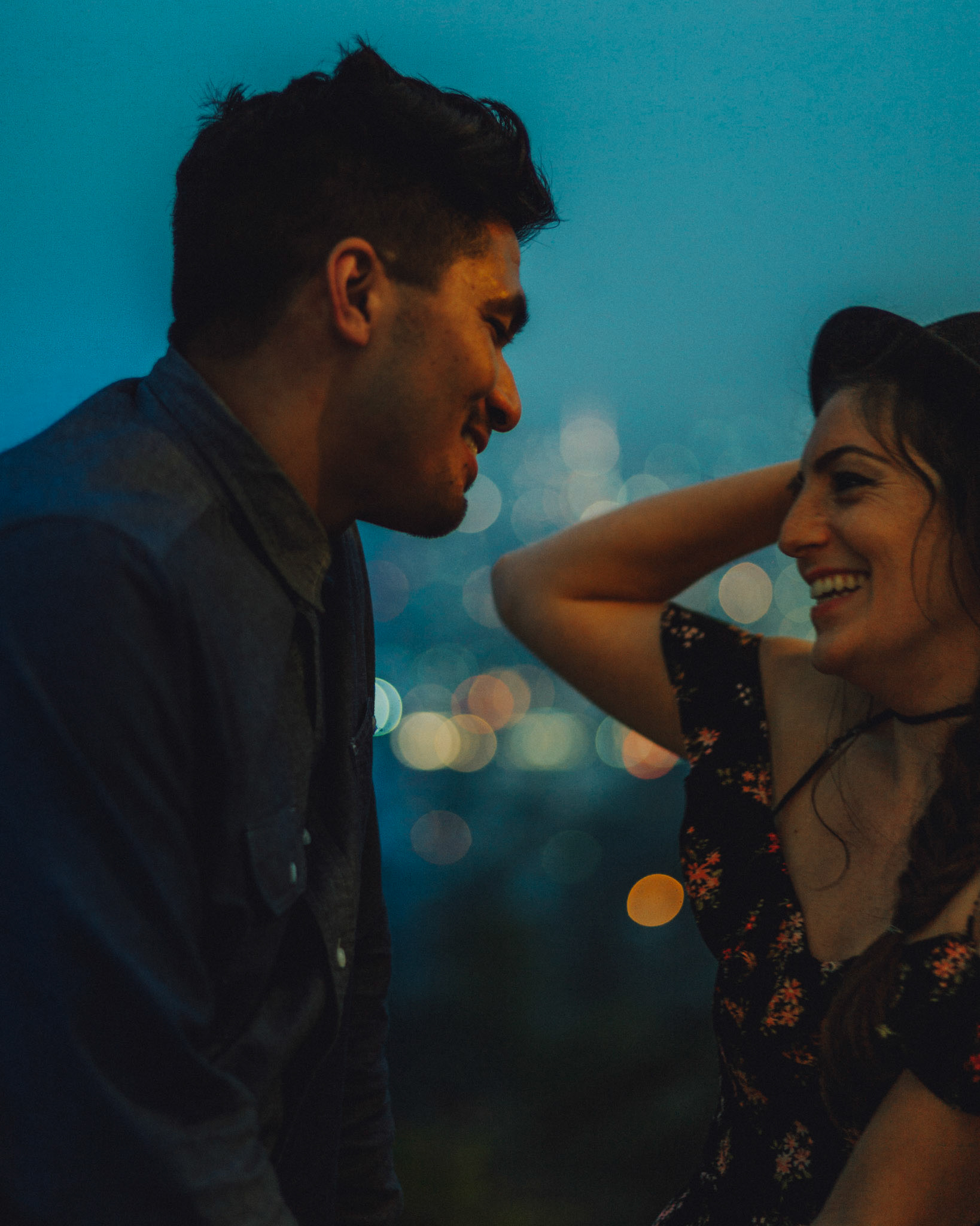 City lights of LA from Griffith Observatory, from Peter and Alexis' casual pre wedding photoshoot in Los Angeles, California, USA, July 2018, Leica M.