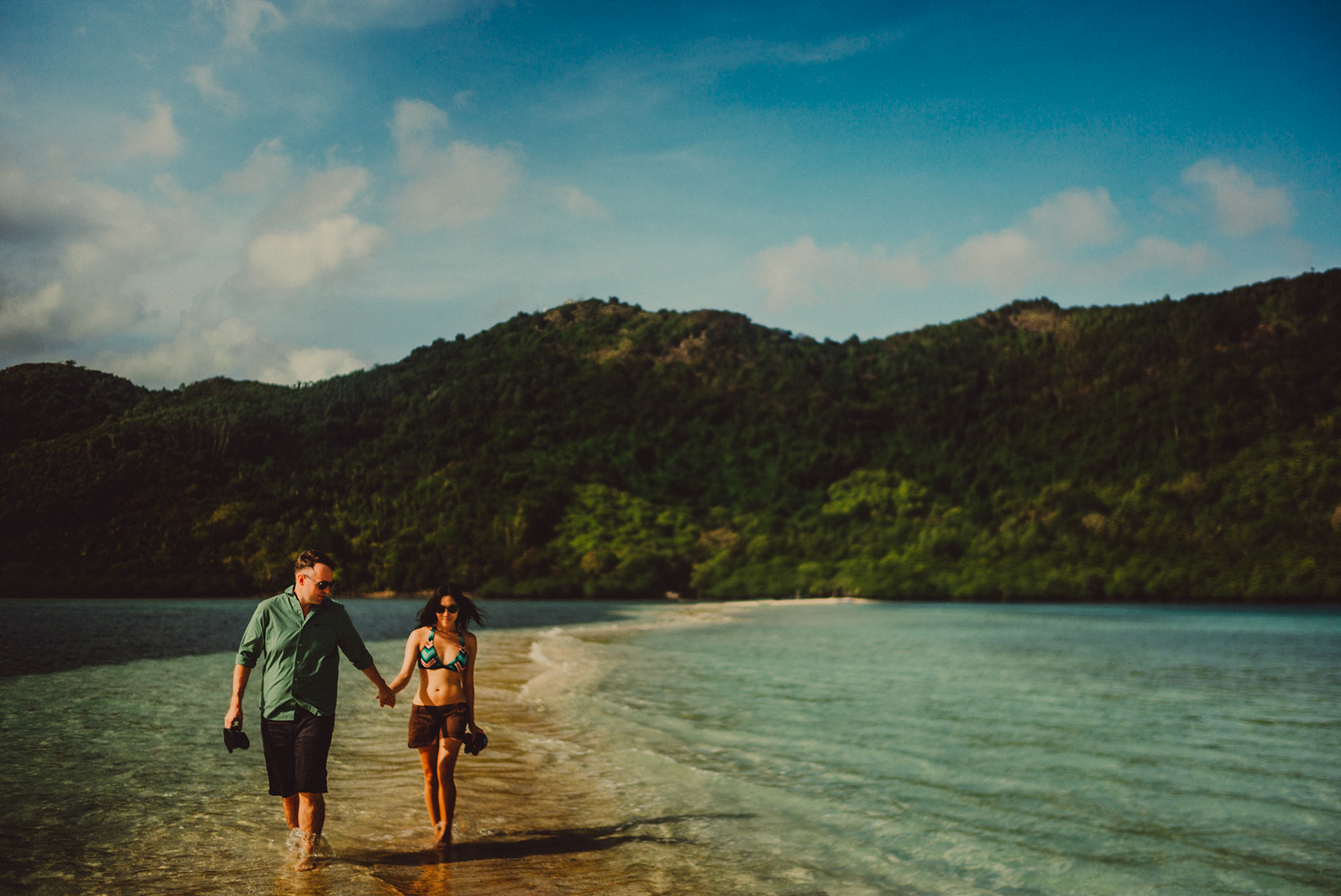 An engagement session in Snake Island with mainland Palawan in the backgroundEl Nido, Palawan, Philippines, Southeast Asia, January 2017, Leica M