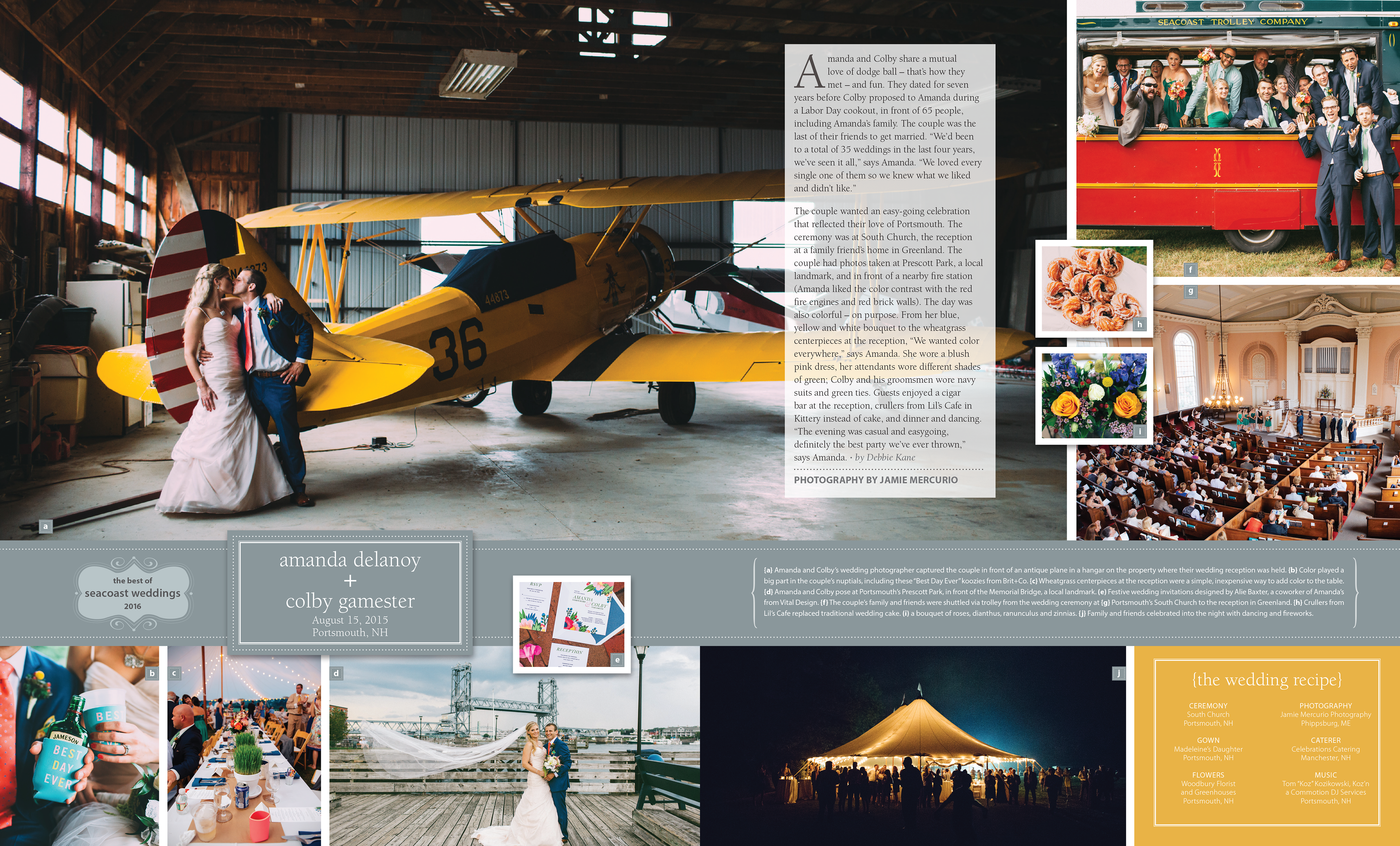 Publication Seacoast Weddings magazine spread design created by Artist and Graphic Designer Brett Davis, based in Toronto, Ontario.