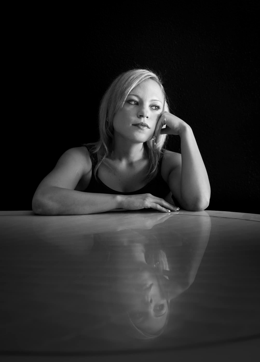 young woman at table