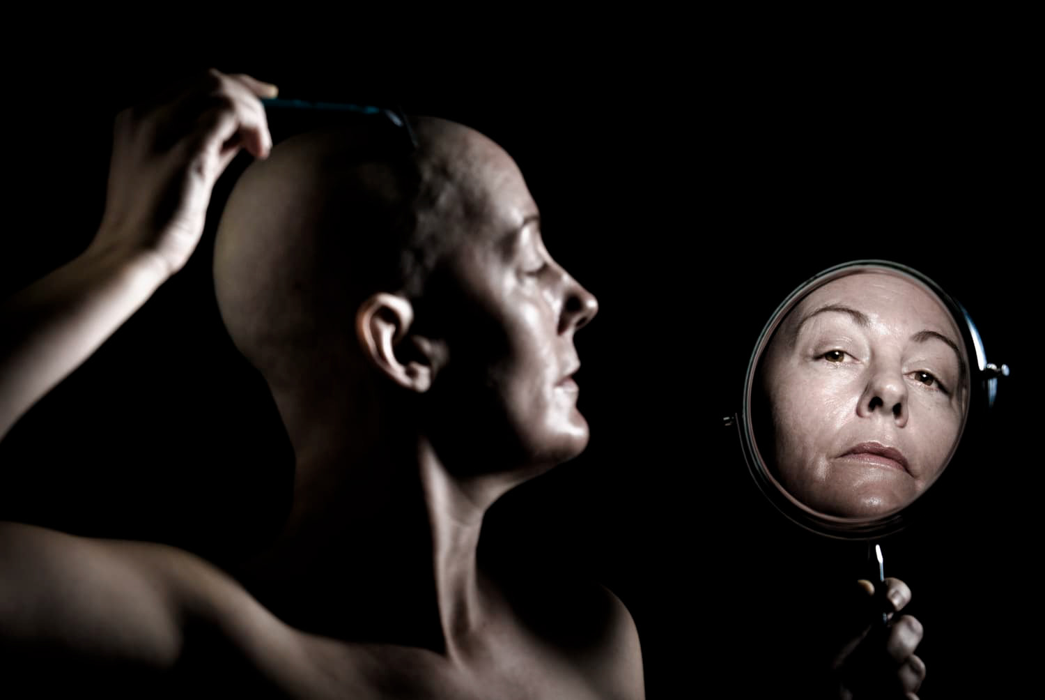 Actor Julia Brothers shaving head for a play called “Wit” where she played a cold college professor with terminal ovarian cancer.