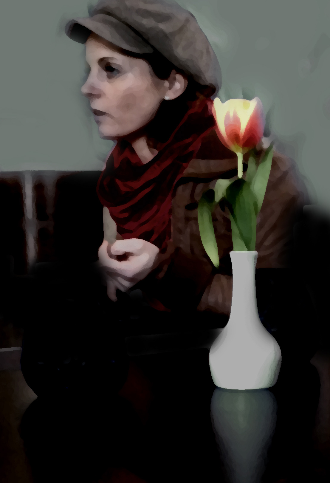”Woman in talk”, 2012, overpainted photography, 120x160cm