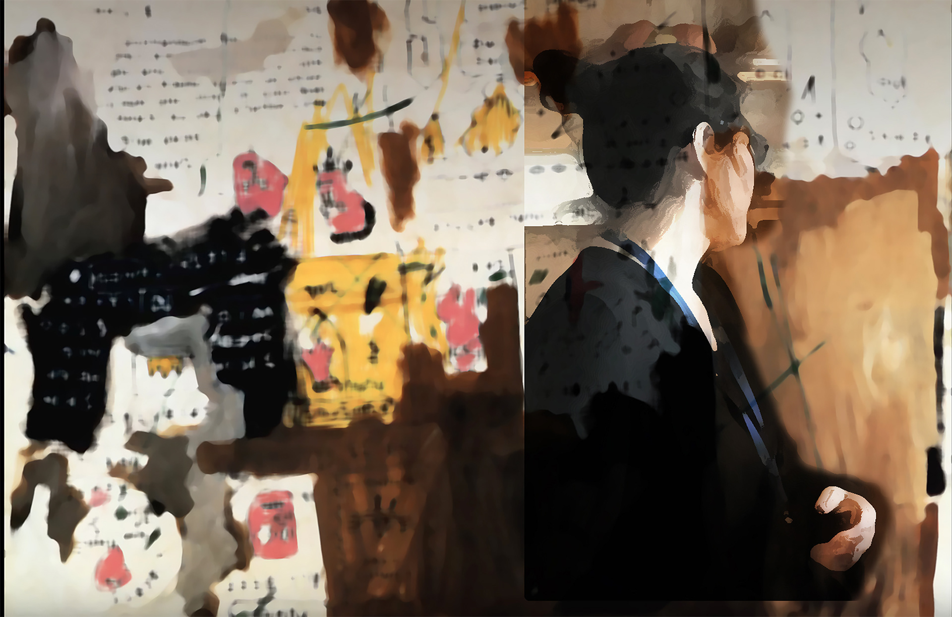”Danielle in art” 2021, overpainted photography on canvas, 120x80cm (sold)