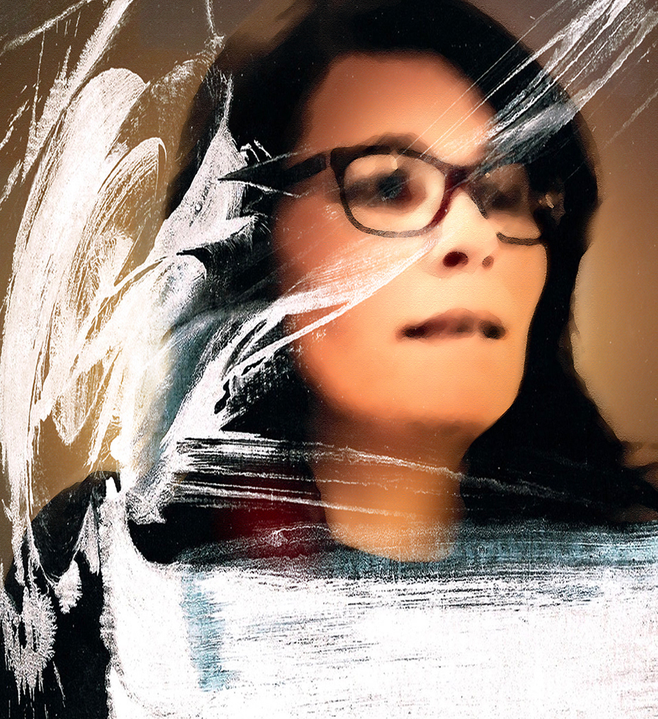”Danielle Future Look”, 2019, overpainted photography, 80x70cm