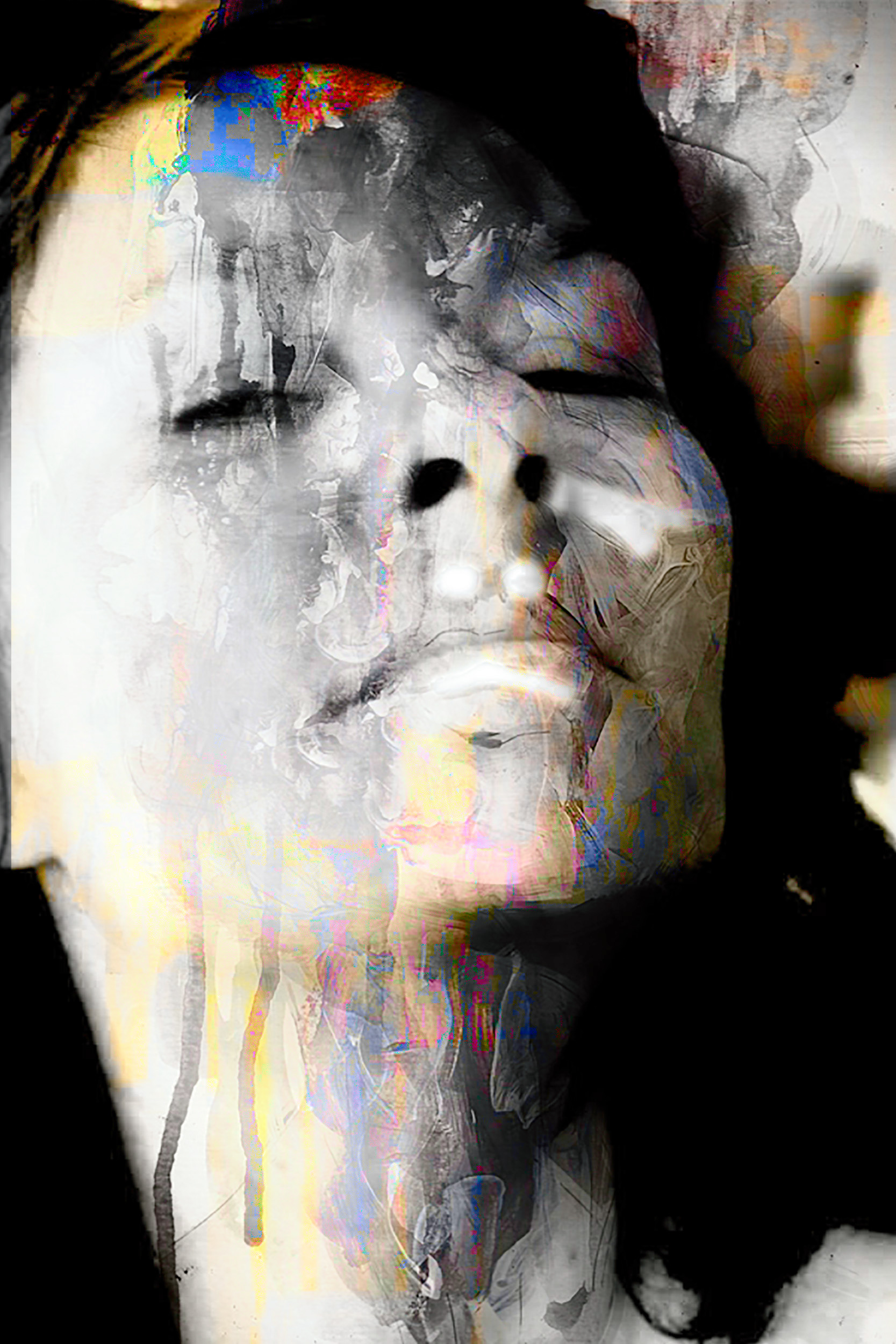 ”Color rain2”, 2021, overpainted photography, 80x60cm