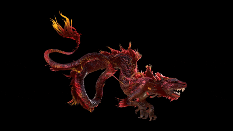 Turntable of the dragon with emission enabled