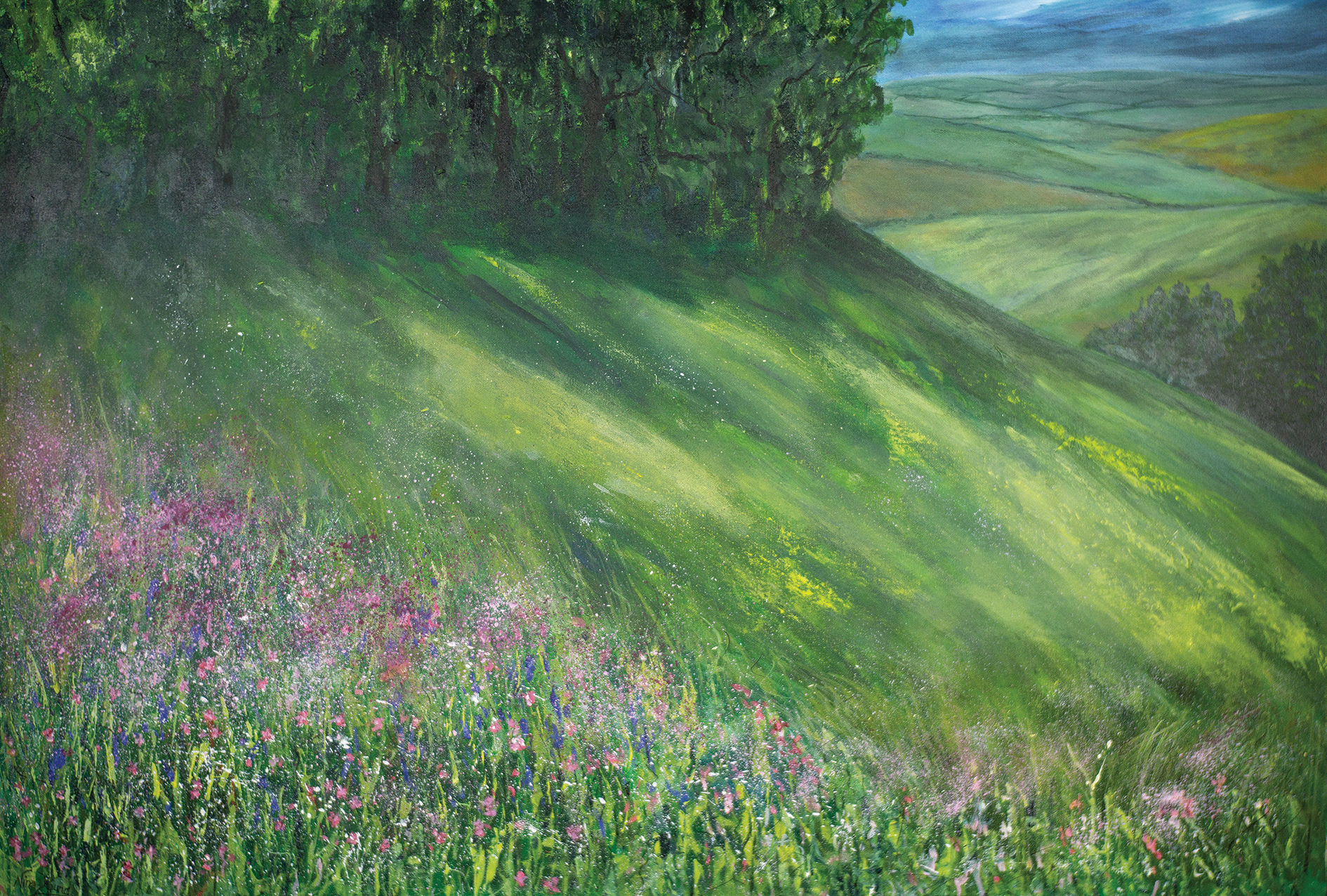 The Wood on the Hill - Mixed media on canvas - 70cms x 100cms