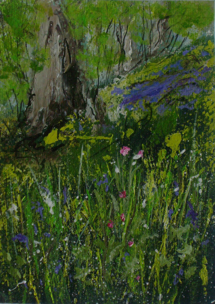 Spring in Home Wood - Mixed media on paper - 15cms x 20cms