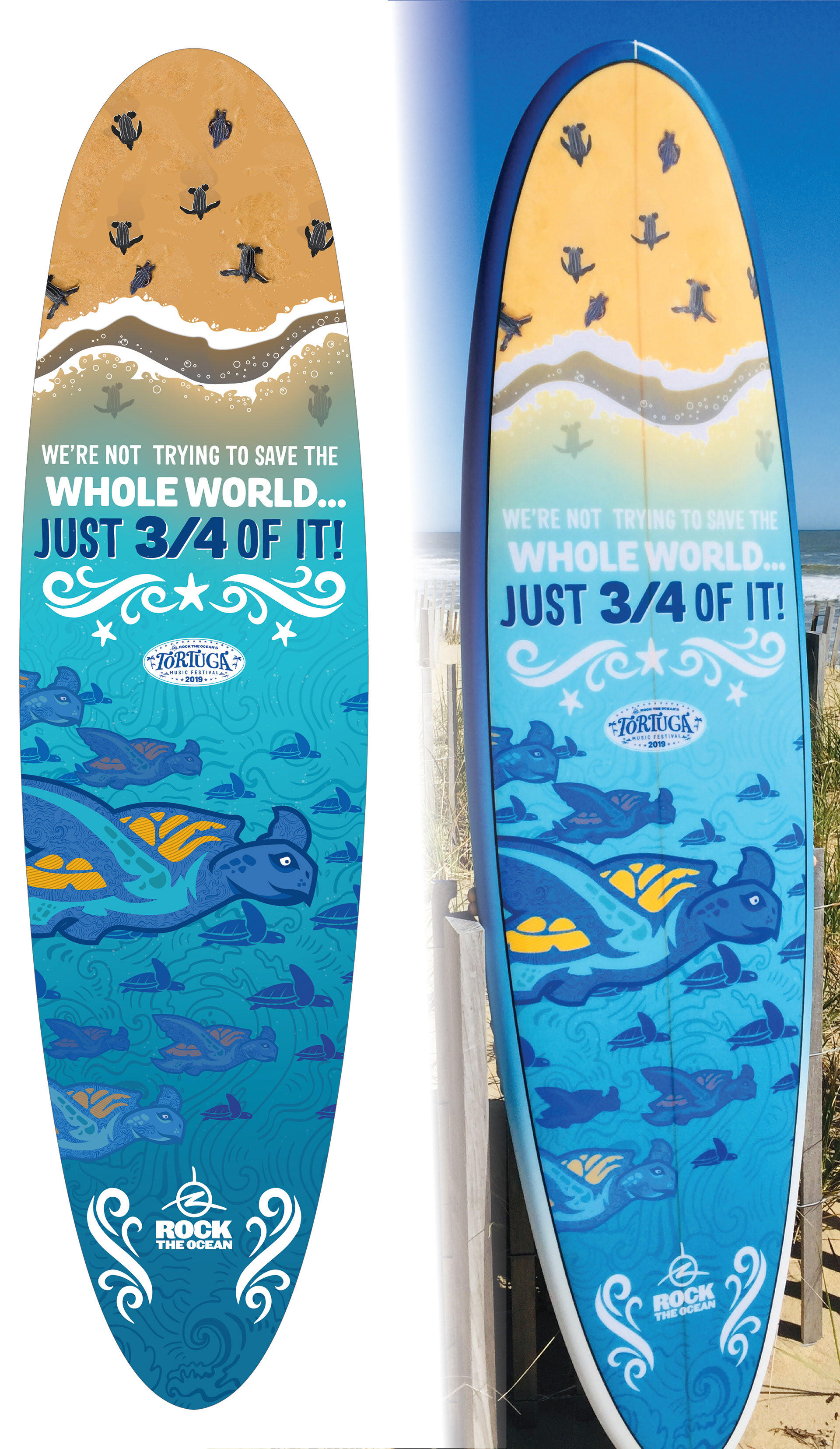 Rock The Ocean - Turtle Longboard