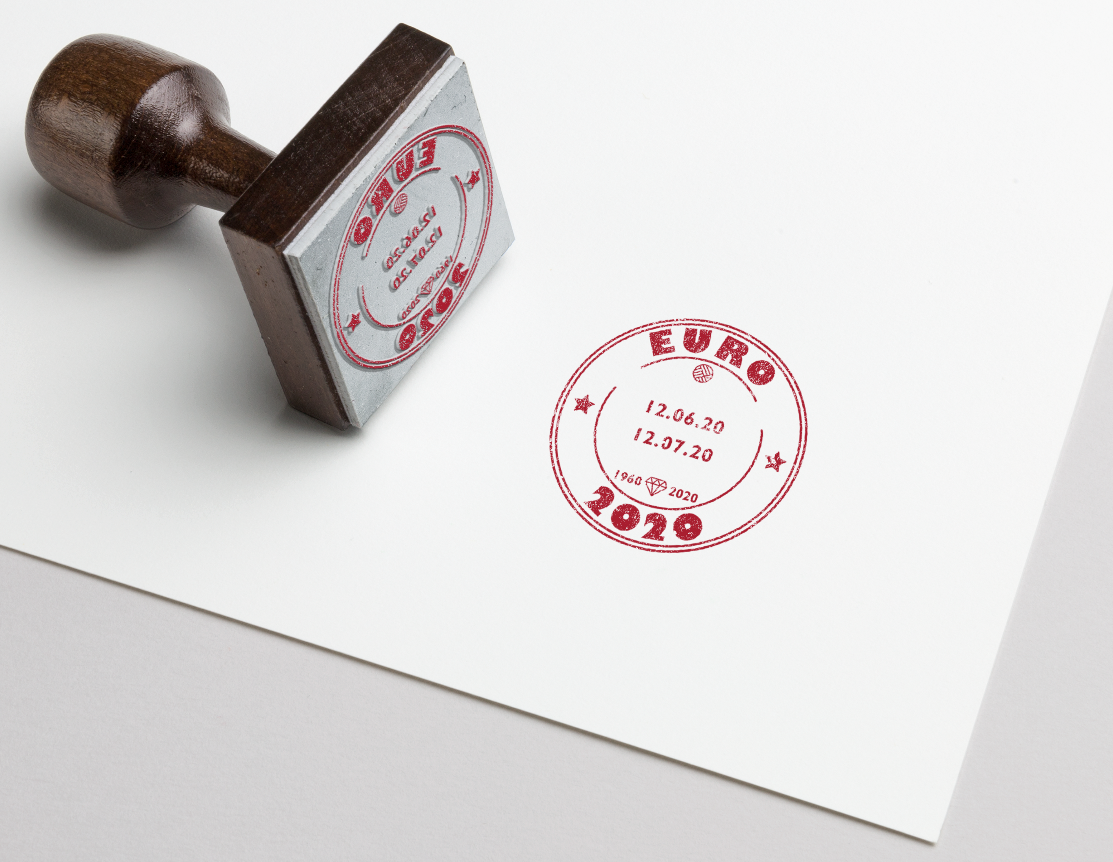 A red stamp feauring the logo for the Euro 2020 wallchart.