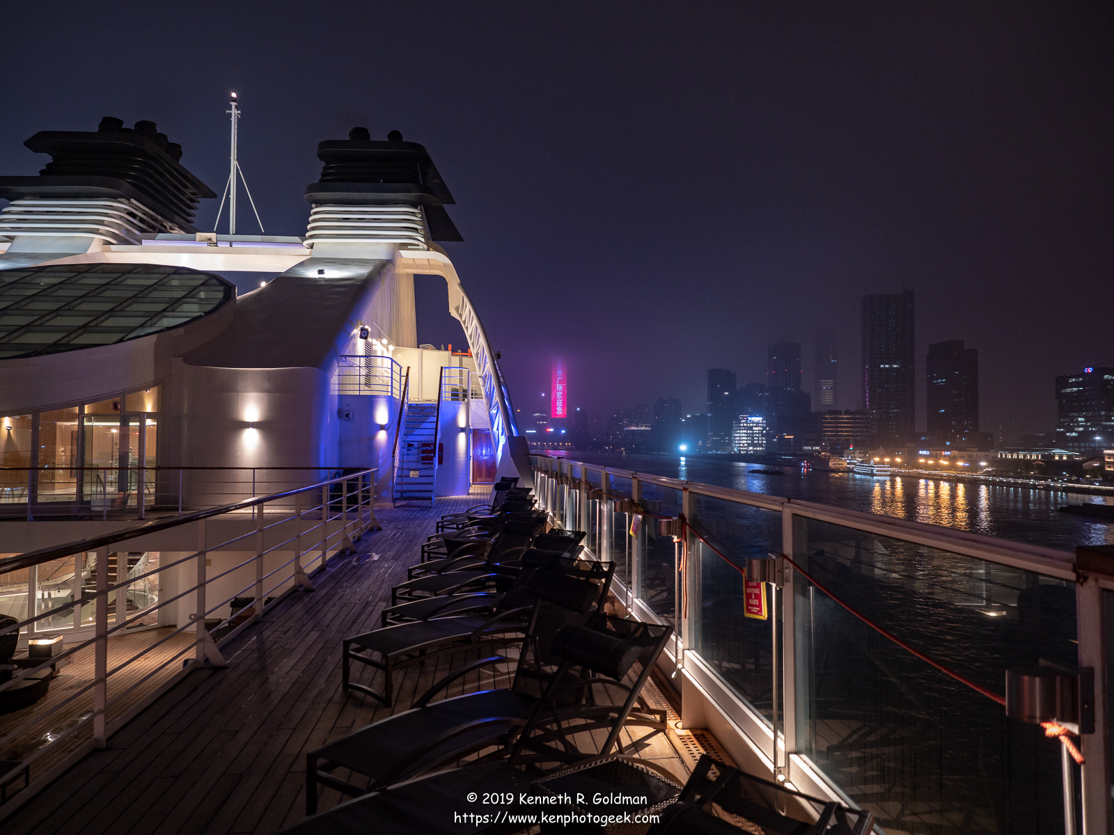 Leaving Shanghai at Night on Seabourn Sojourn