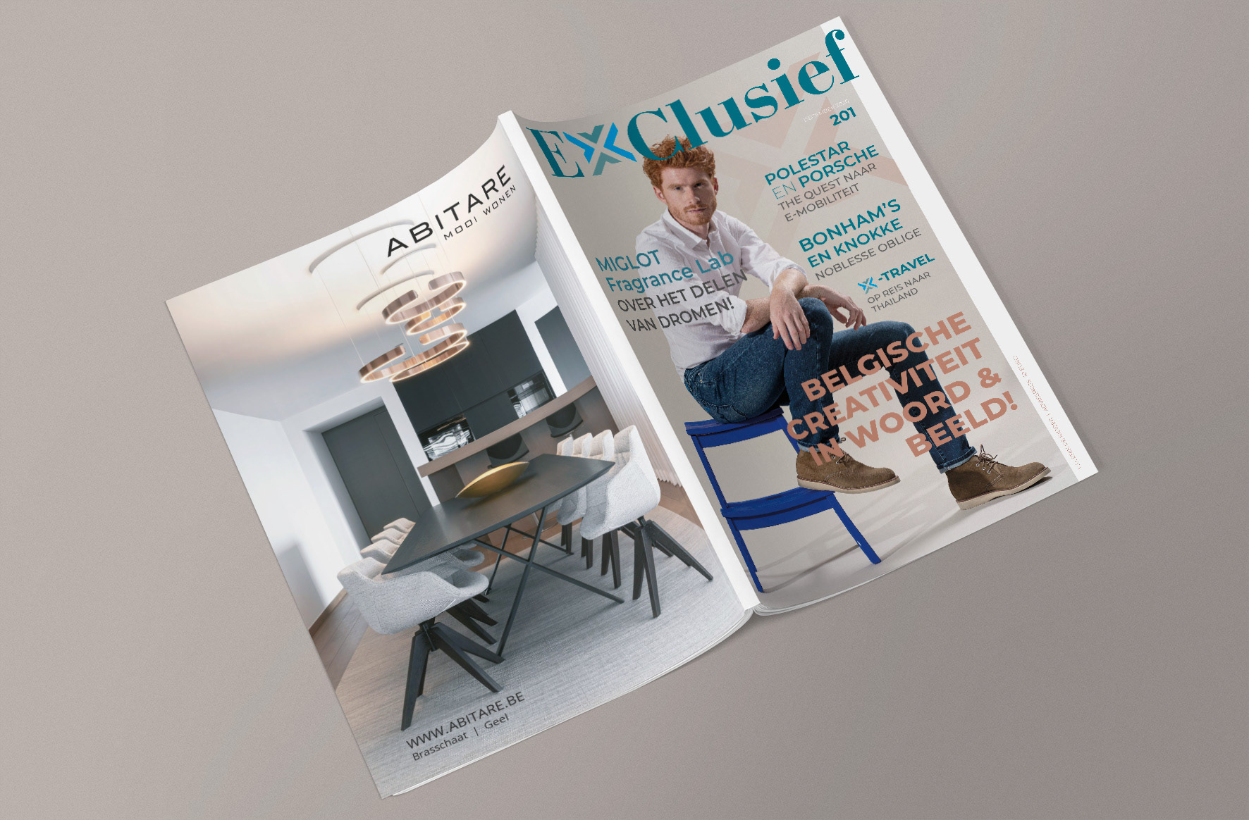 Magazine Exclusief : création du logo, nouvelle maquette et mise en page pour les éditions AMG