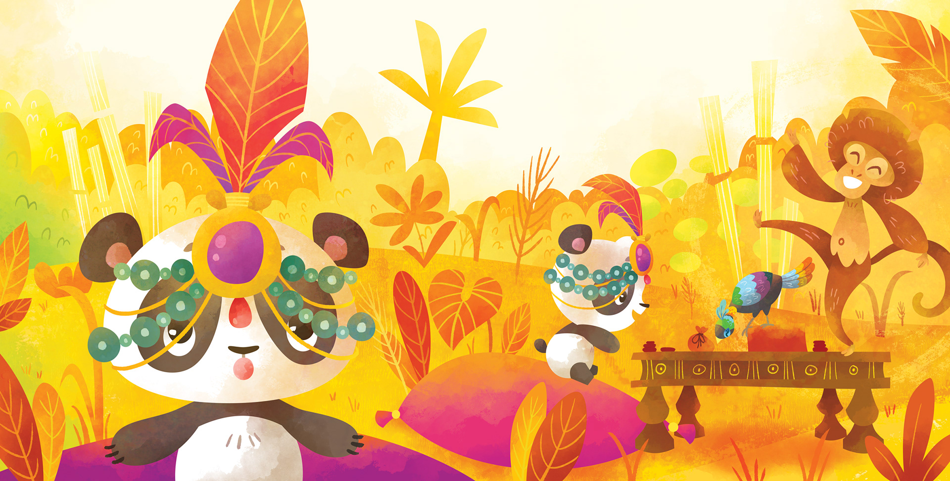 Book spread from Petit Panda, Éditions Héritage