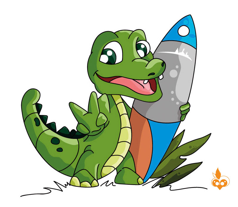Mascotte croco Piscine la Vague