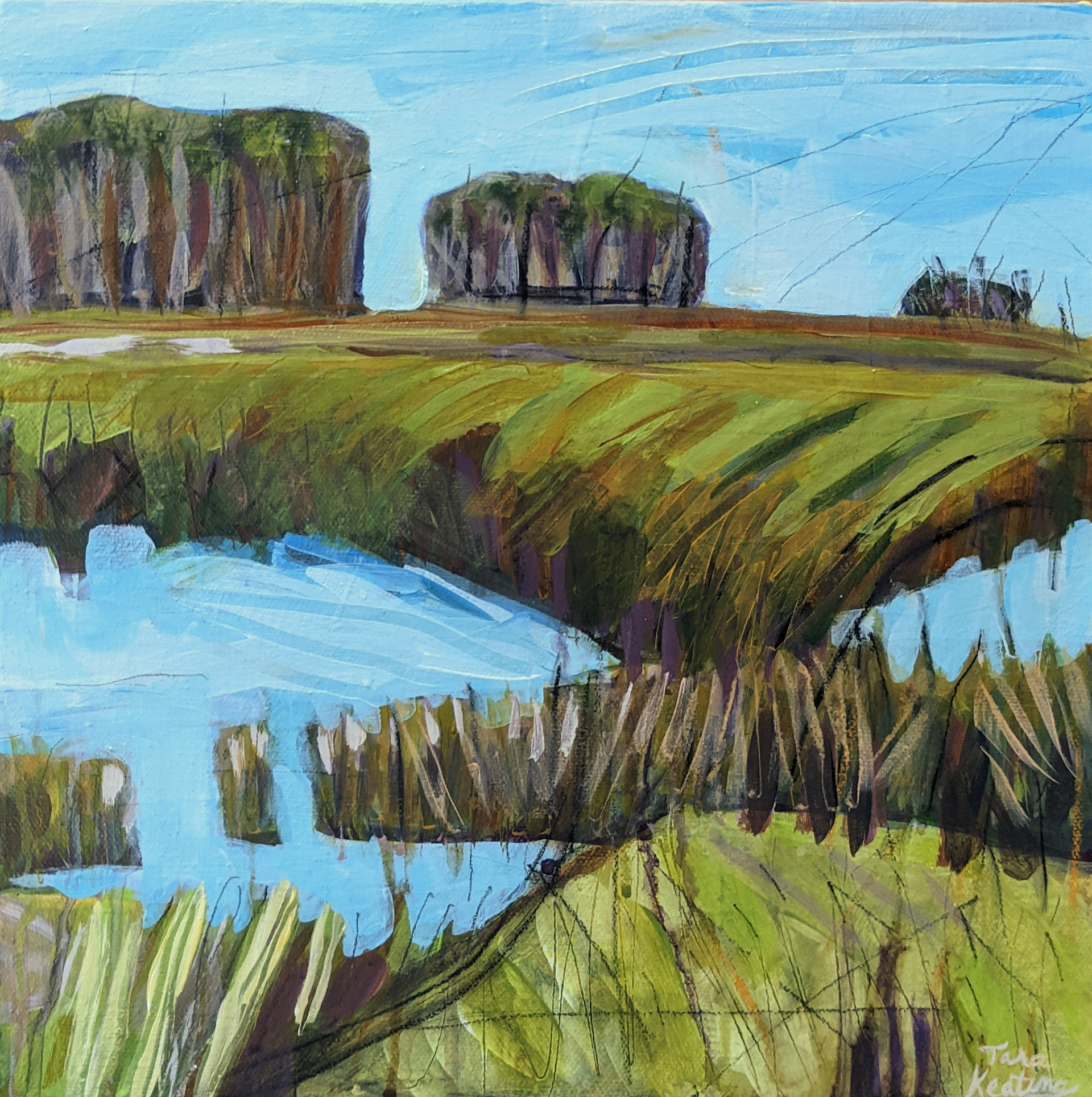 Open Ridge, Acrylic and mixed-media on canvas, 12 x 12 inches, $245