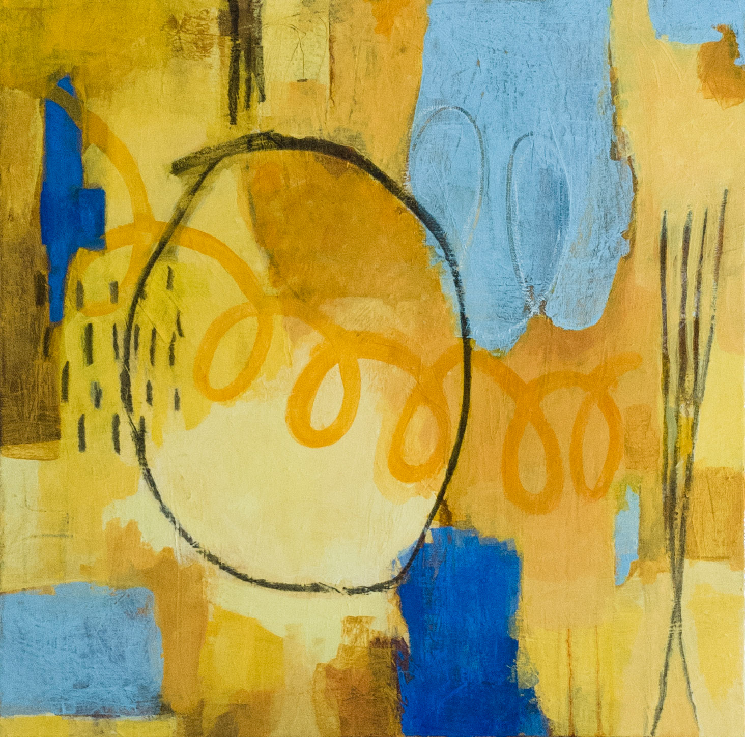 "Simple Pleasures" Mixed-media on canvas, 20 x 20 inches, SOLD