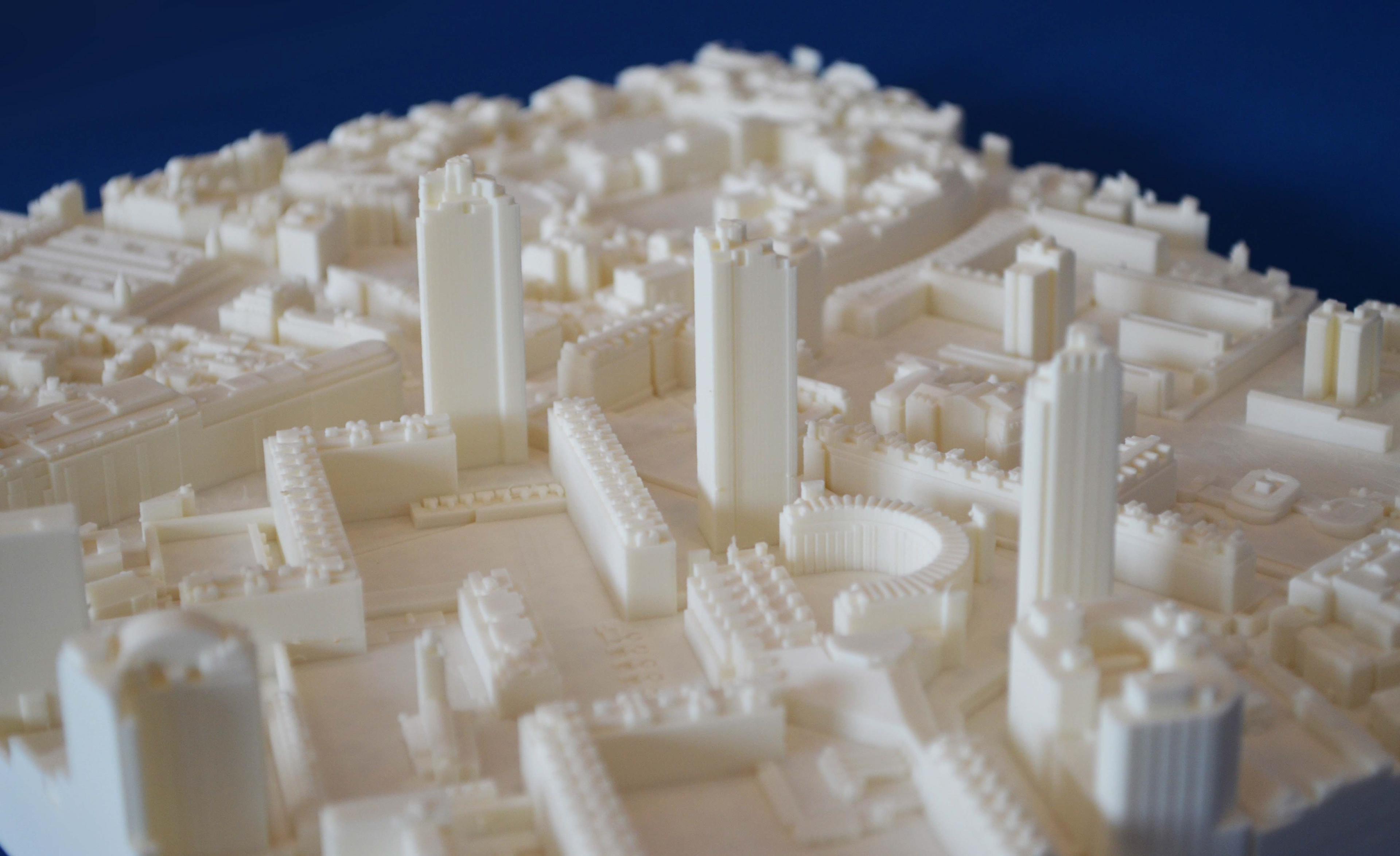 3D Print of an Architectural London City Model in white ABS plastic