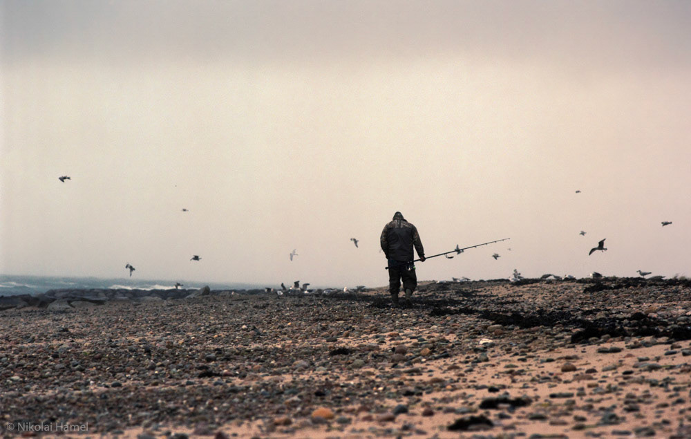 Fisherman and the Birds. Pentax 645N, Kodak Portra 160-120. 200mm F6.7, 1/180", UV