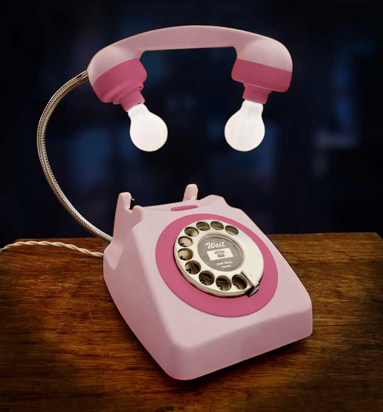 Two-tone pink retro telephone lamp