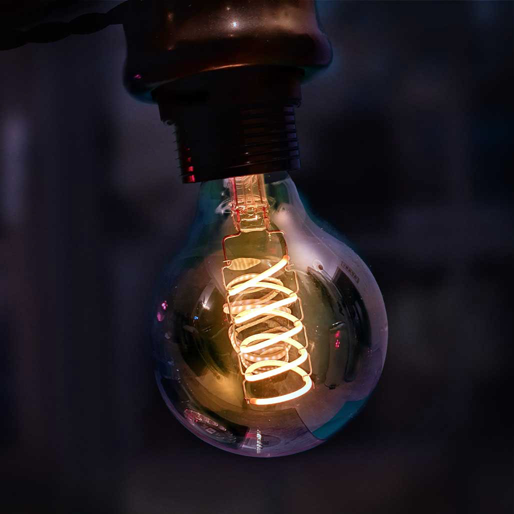 Vintage Edison style globe bulb with spiral filament
