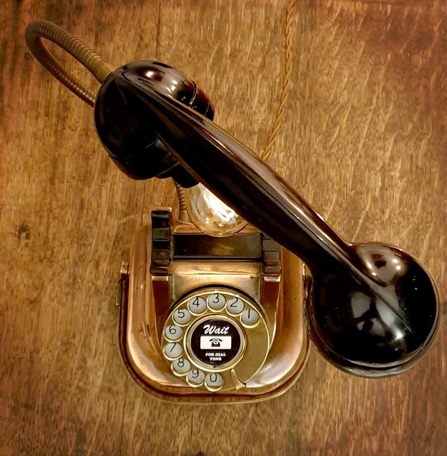Handmade copper telephone lamp