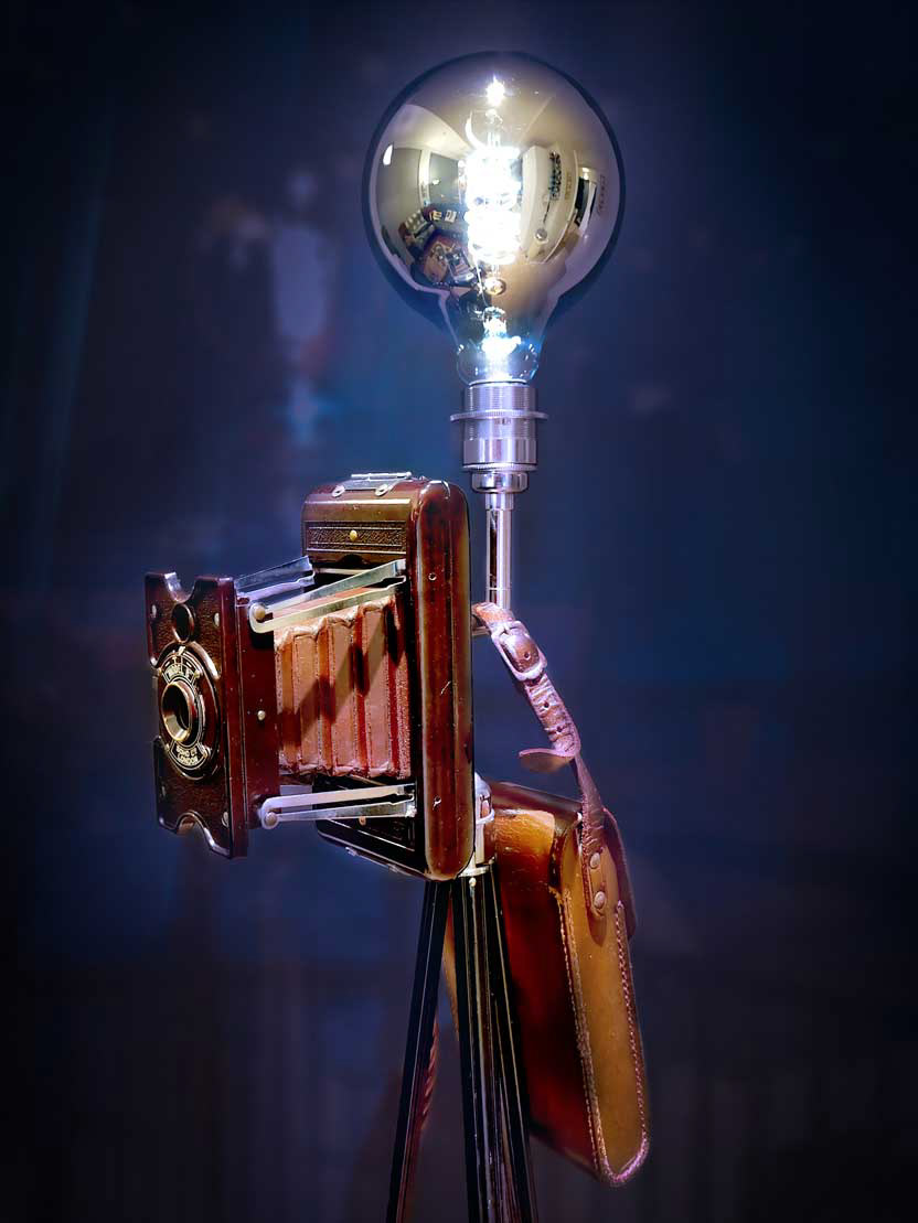 Upcycled Vintage 1930s Art Deco Soho London Camera Lamp