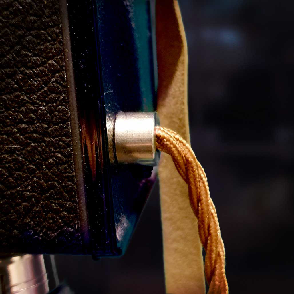 Chrome cord grip with vintage braided cable