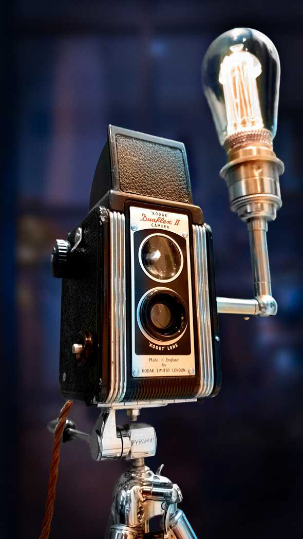 Vintage Kodak Art Deco style camera lamp