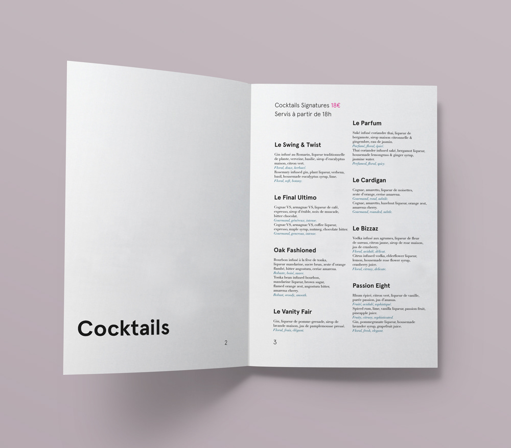 Menu du bar