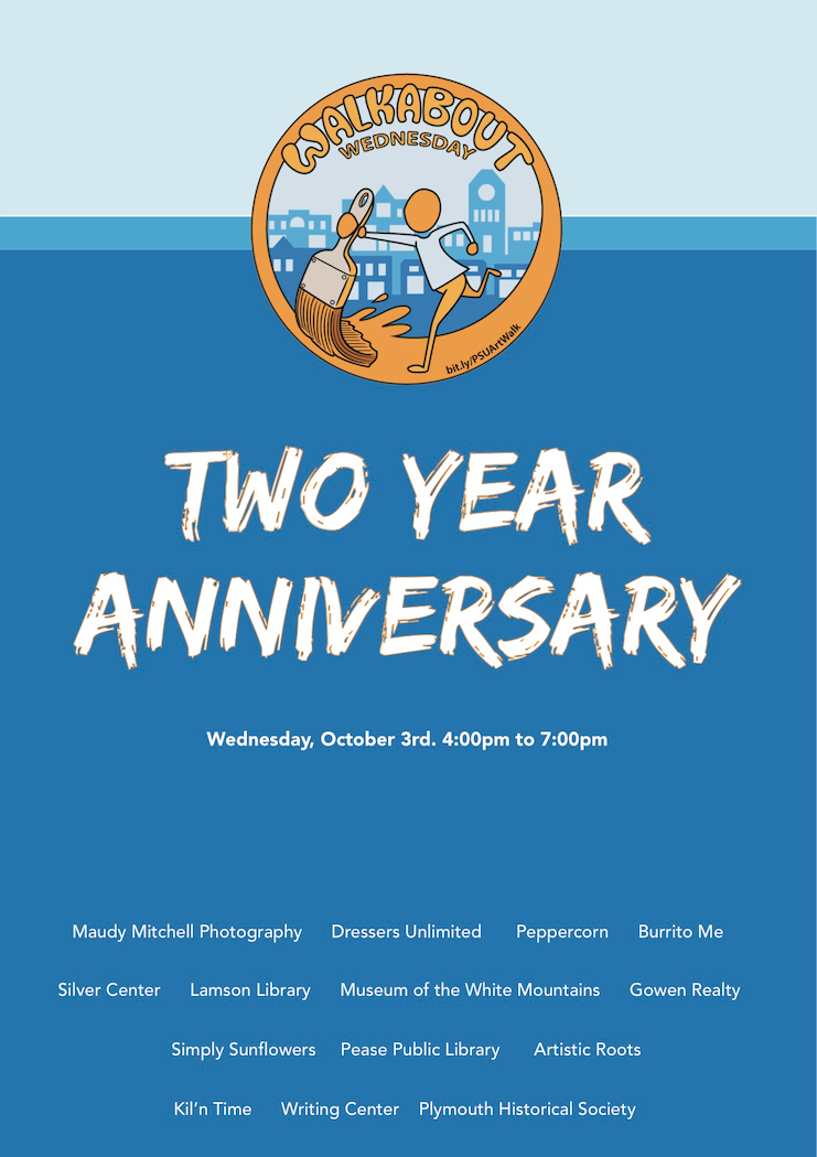 Museum of the White Mountains's Walkabout Wednesday's two year anniversary flyer