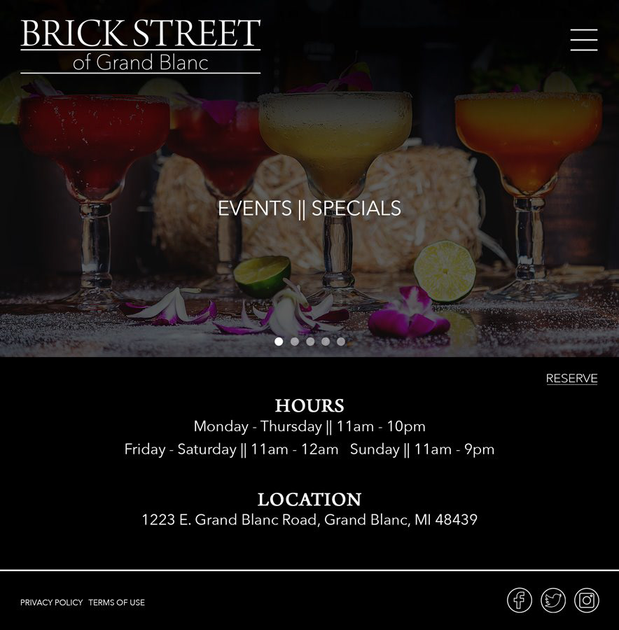 Brick Street Website Redesign - Mock-up Homepage Photo Carousel 