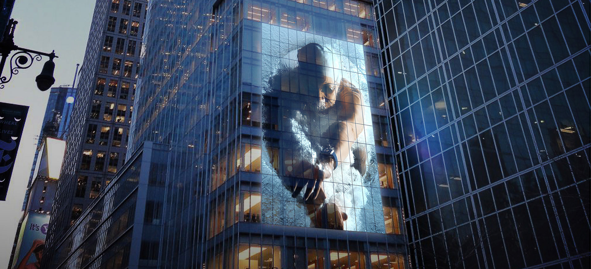 Mediaskin, transparent LED curtainwall facade system