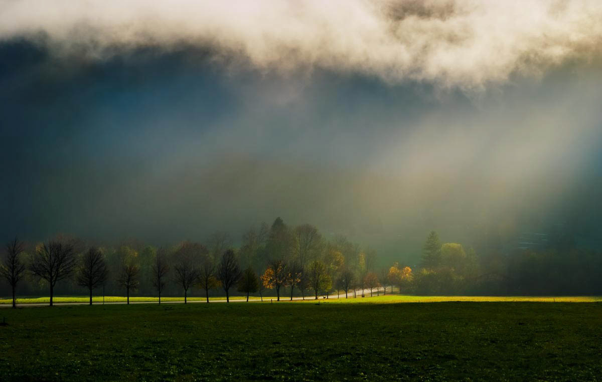 Early morning crossing romantique strasse in hohenschwangau, Germany