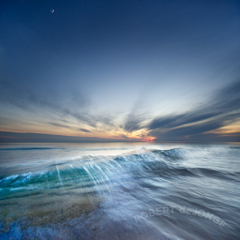 Twilight, wave, soft, Lake Michigan, Moon, afterglow, North bar lake