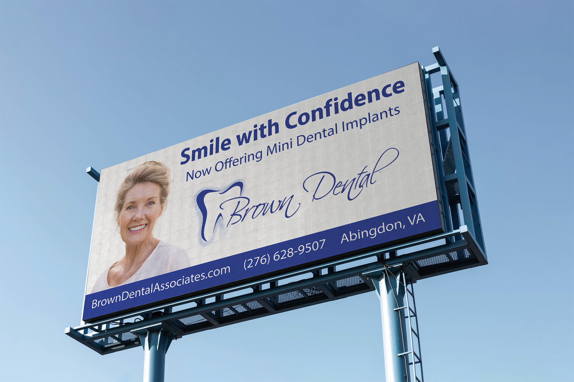 "Offering dental implants" Brown Dental billboard