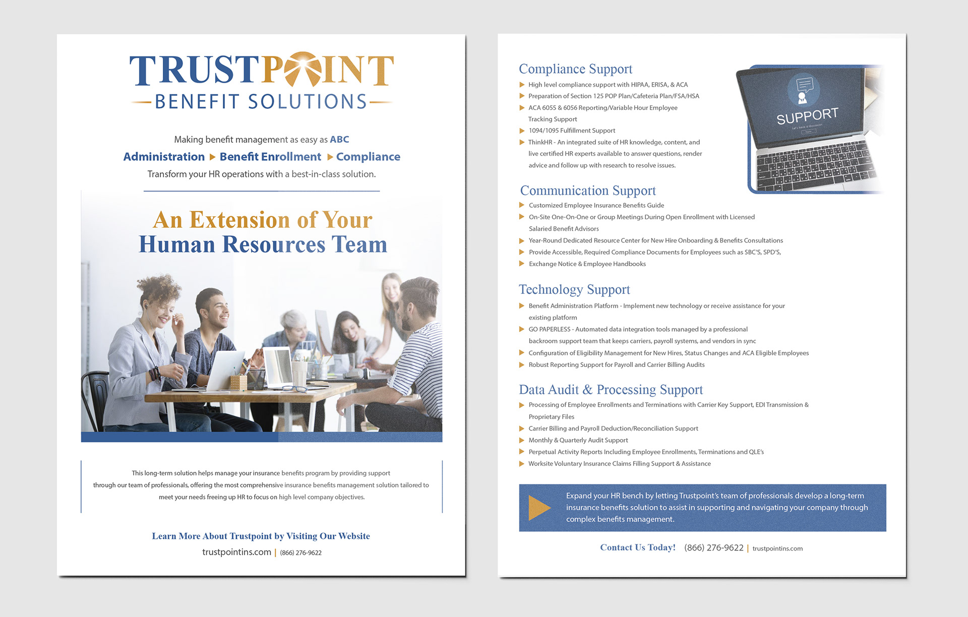 Trust Point flyer for in office use. Mock up credit: <a href='https://www.freepik.com/psd/brochure'>Brochure psd created by yeven_popov - www.freepik.com</a>