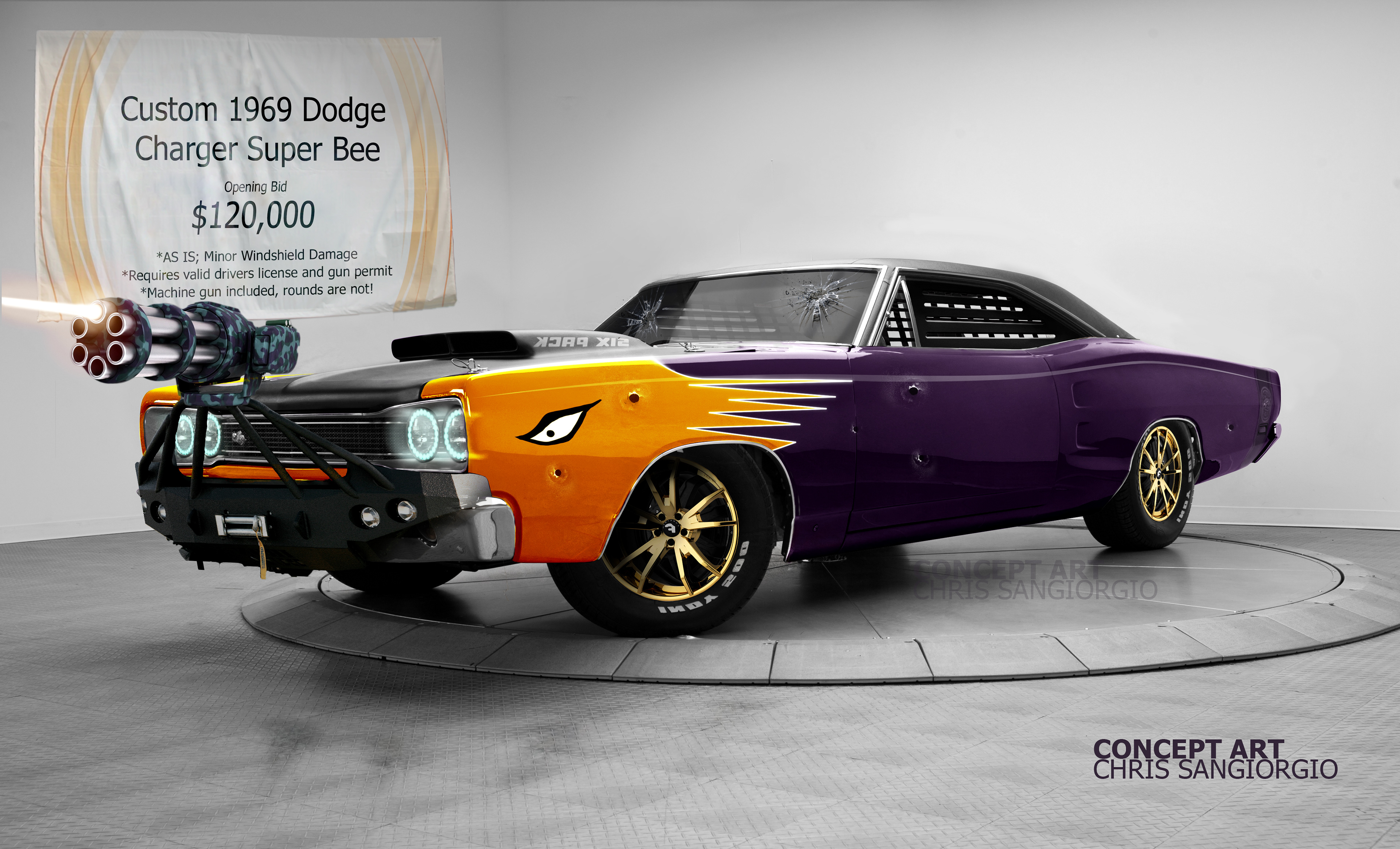 chris sangiorgio - Concept Art - El carro de Durán - 1969 Dodge Superbee