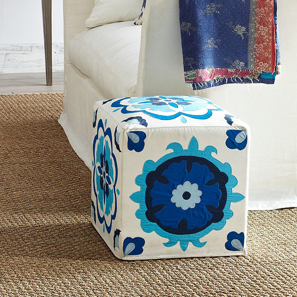 Suzani Pouf - Wisteria