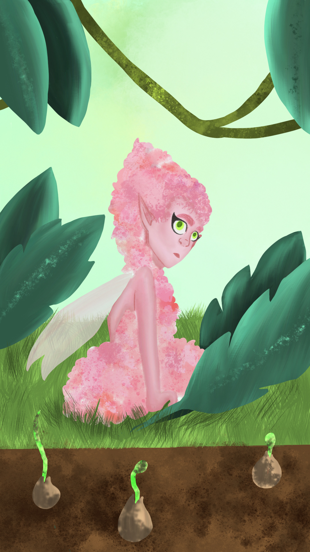 a lineless illustration of a flower nymph