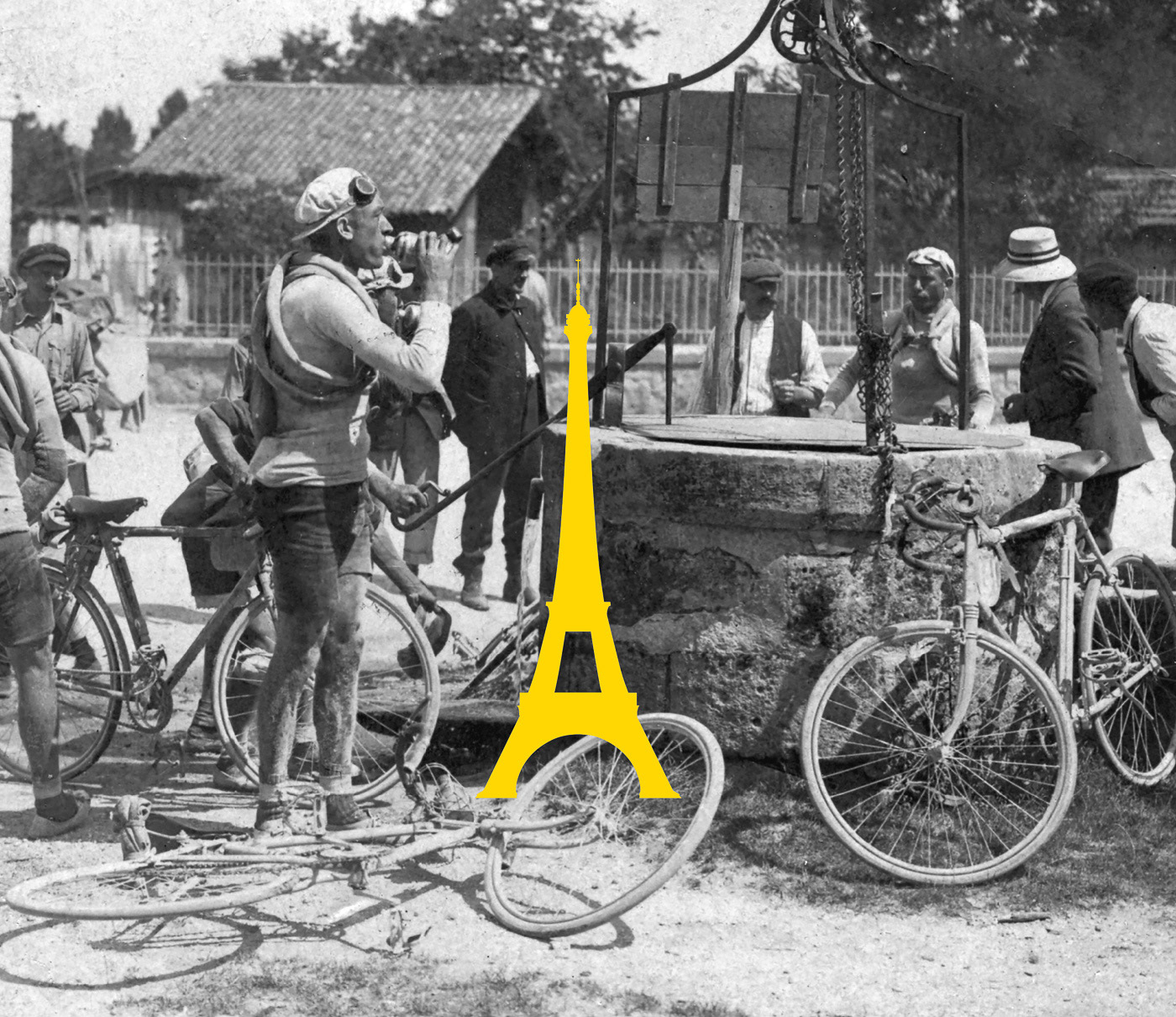 Drinking at a fountain - Parijs in het geel