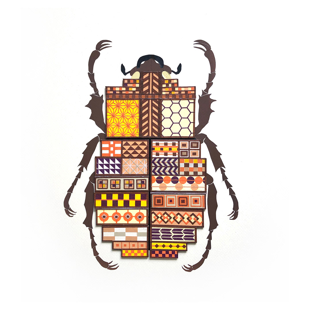 tape art insect beetle Art with mosaic pattern
