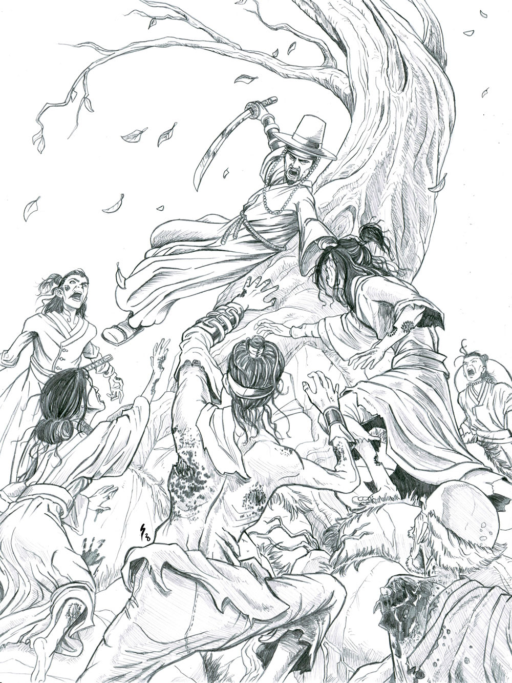 Zombie Attack! pencils, $125, 9x12 on Bristol