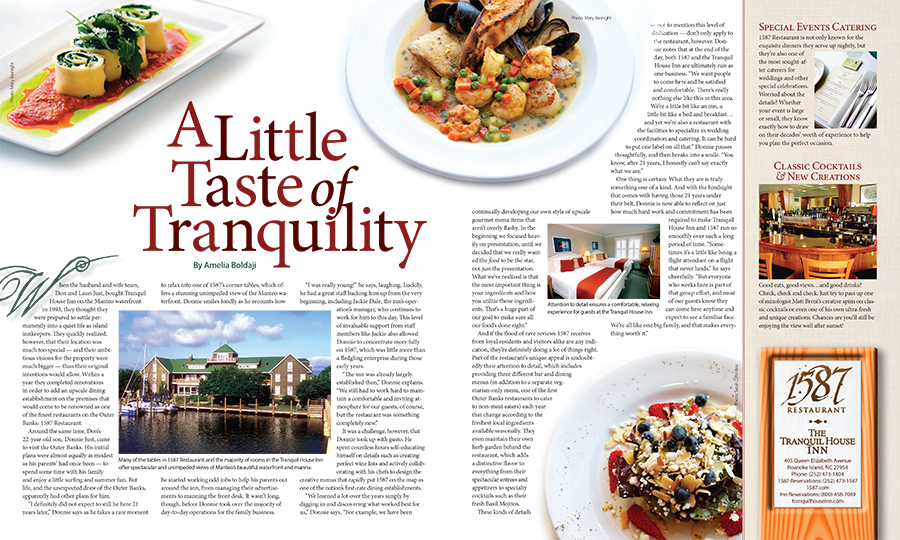 Magazine page design: A Little Taste of Tranquility