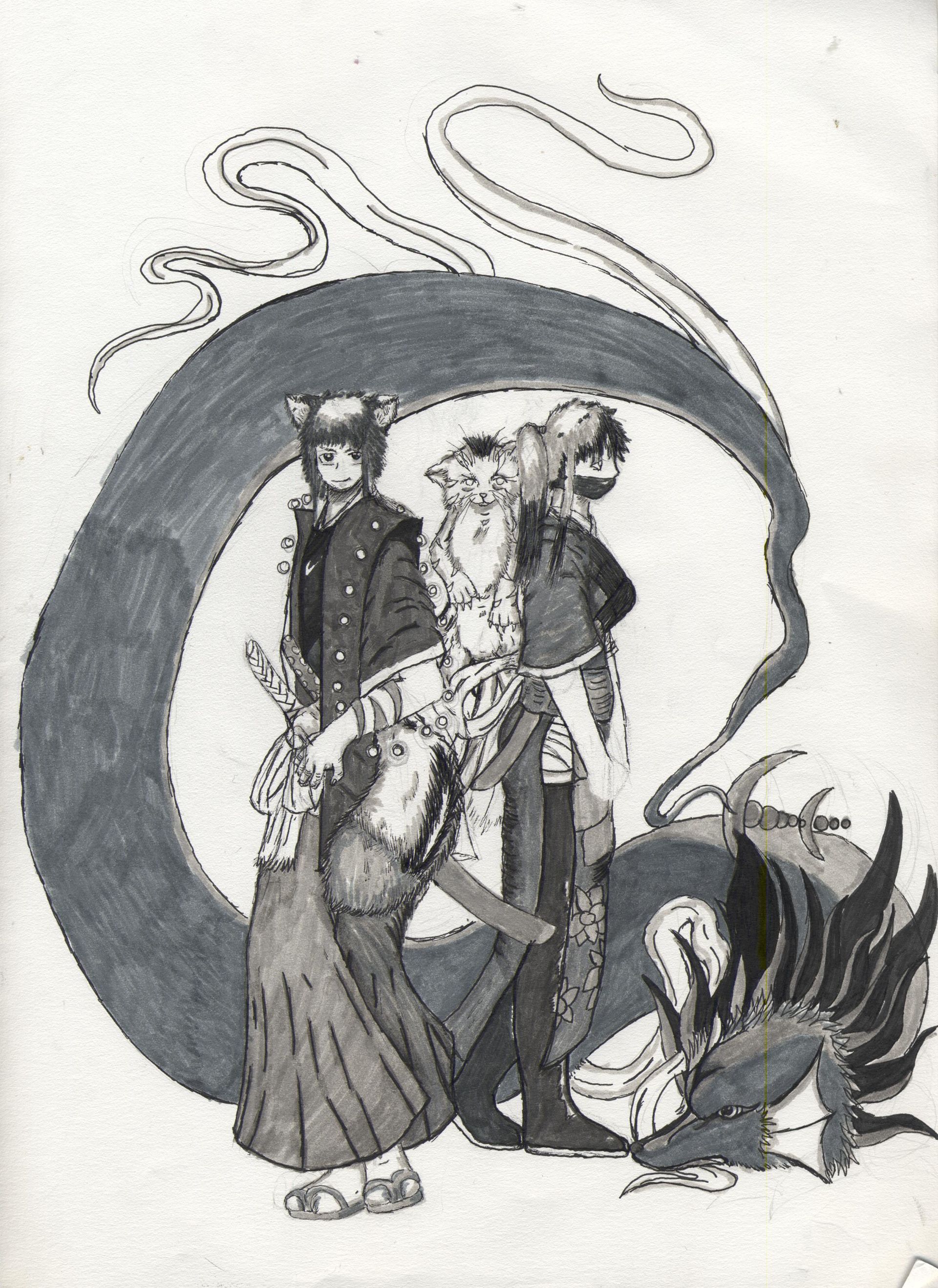 Shintaro, Ishi, Tamotsu and Ayameko