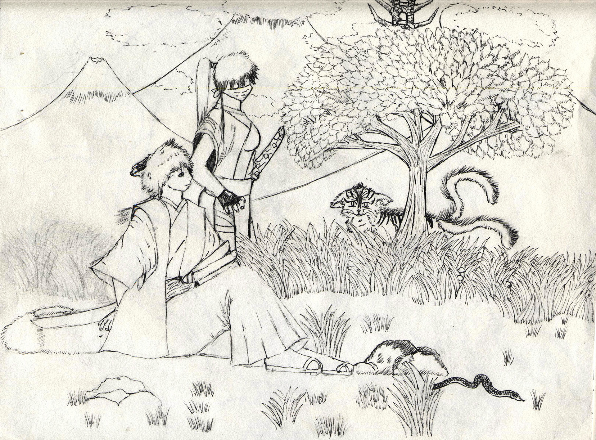Shintaro, Ishi and Tamotsu in the Fields