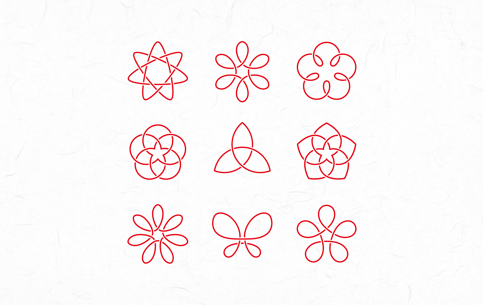 Decorative Japanese cord Icons | Celebration Symbols | Single