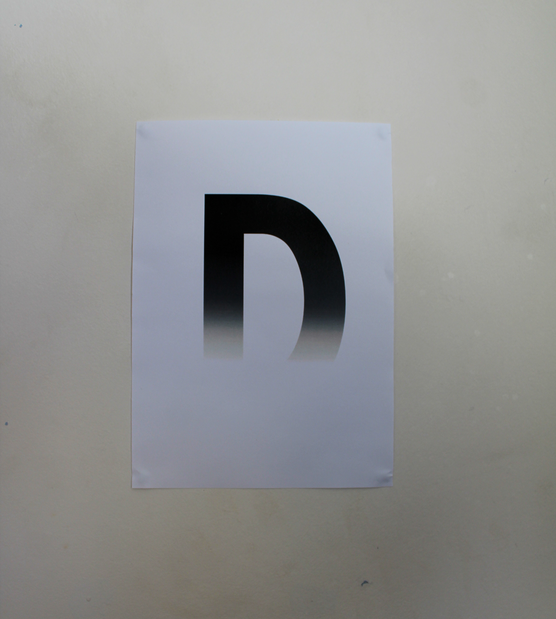 This last D is to represent how printed and more physical forms of media and art are slowly becoming obsolete and deemed unsustainable and not as convent. The fading of the D is to represent this decent into the death of print.